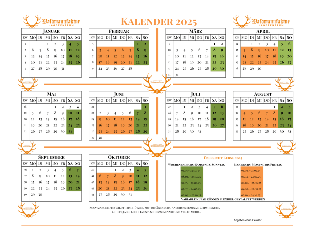 Kalenderübersicht 2025